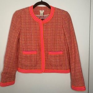 NWT J Crew Neon Plaid Boucle Tweed Jacket Blazer 4